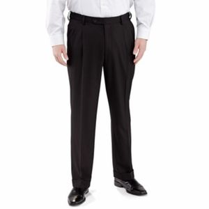 Vinci Mens Black Pleated Dress Pants Super 150s OP